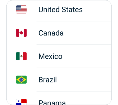 Astrill connect step 2, choose VPN server location